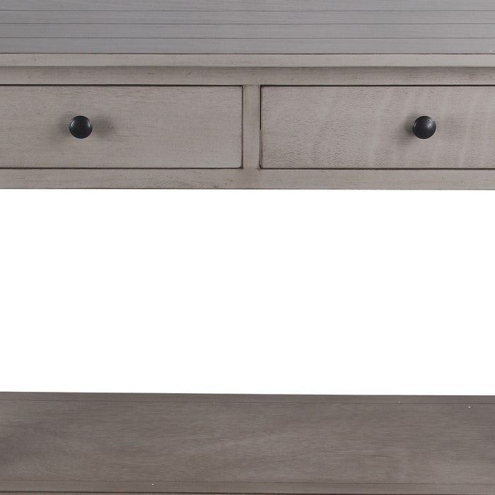 Wooden Console Table with Two Drawers and X Style Braces, Gray