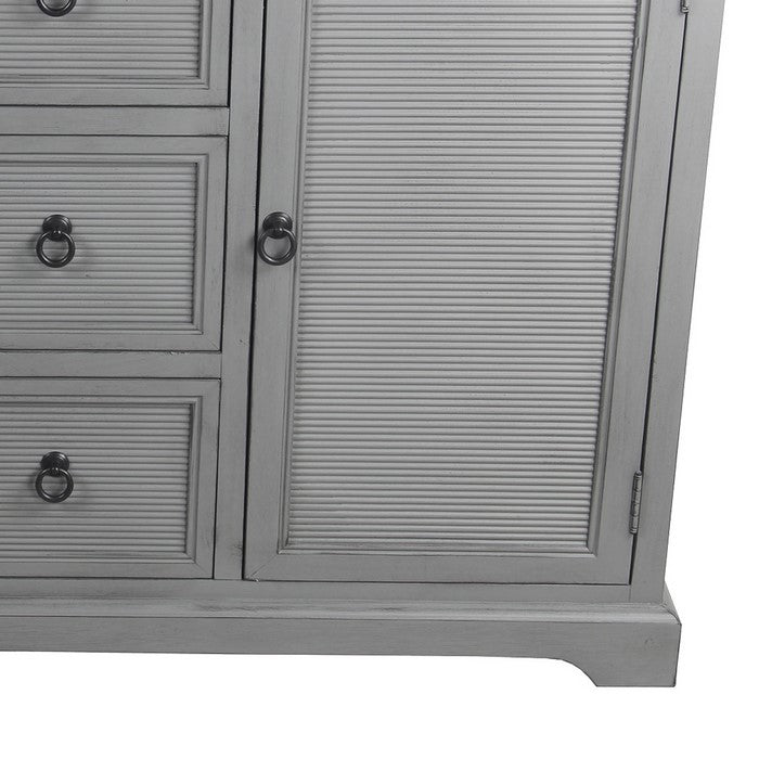 Wooden Sideboard with 3 Spacious Drawers and 2 Door Cabinets, Gray