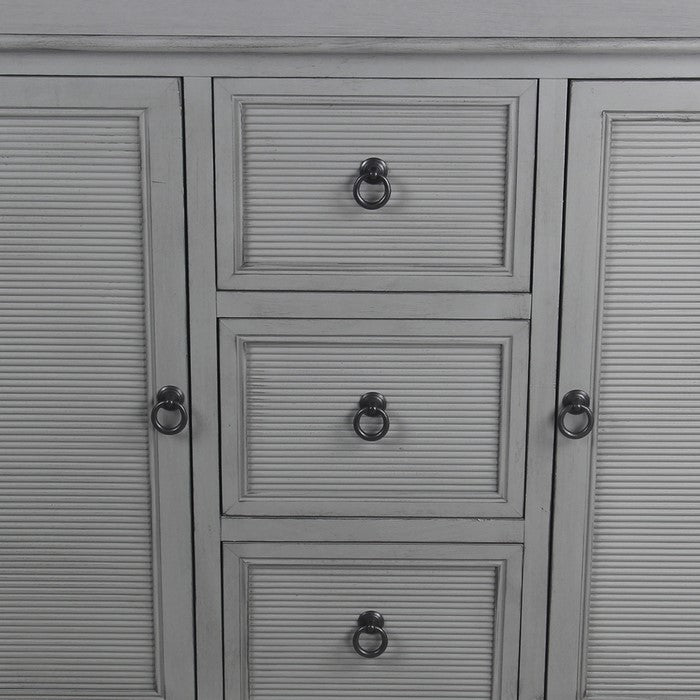 Wooden Sideboard with 3 Spacious Drawers and 2 Door Cabinets, Gray