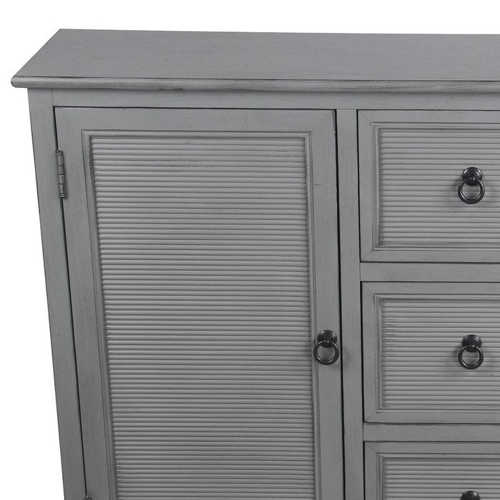 Wooden Sideboard with 3 Spacious Drawers and 2 Door Cabinets, Gray