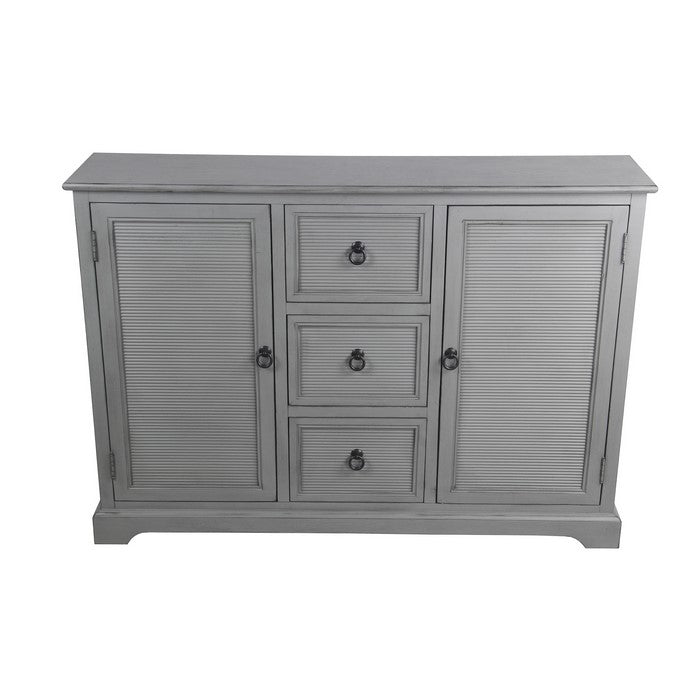 Wooden Sideboard with 3 Spacious Drawers and 2 Door Cabinets, Gray