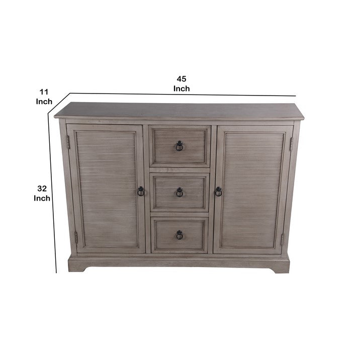 Wooden Sideboard with 3 Spacious Drawers and 2 Door Cabinets, Brown