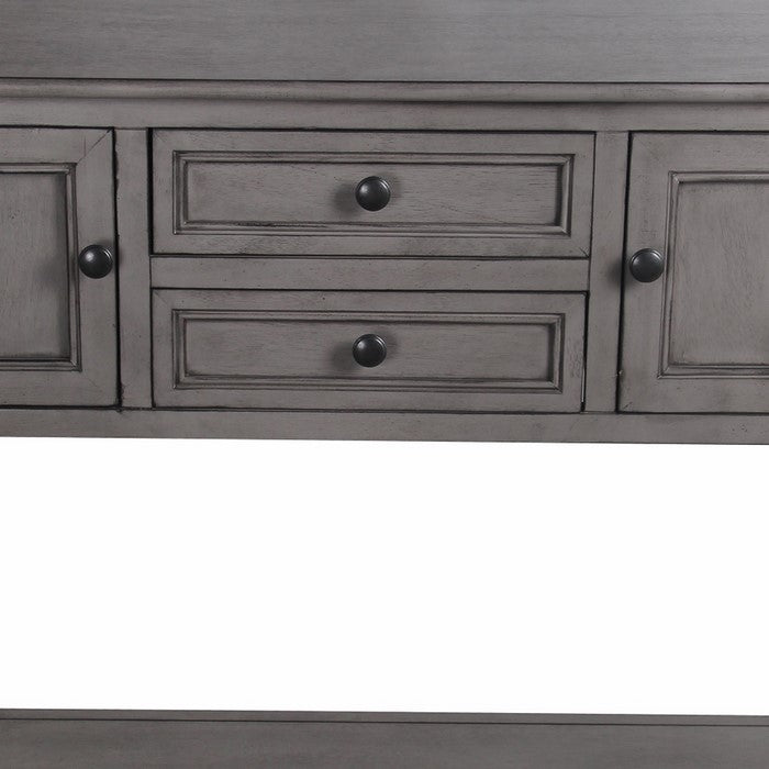 Wooden Sideboard with 2 Spacious Drawers and 2 Door Cabinets, Gray