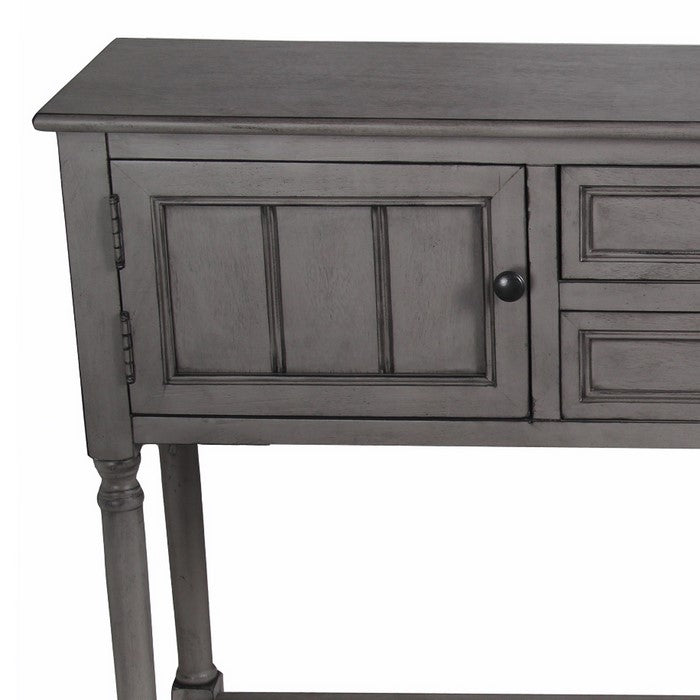 Wooden Sideboard with 2 Spacious Drawers and 2 Door Cabinets, Gray