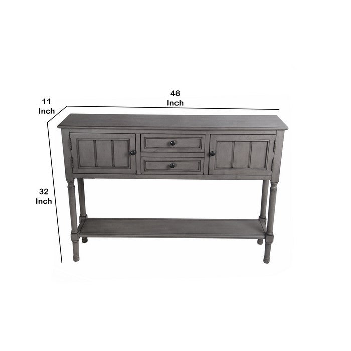 Wooden Sideboard with 2 Spacious Drawers and 2 Door Cabinets, Gray