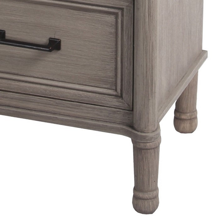 Wooden Accent Nightstand with 3 Spacious Drawers and Handles, Brown