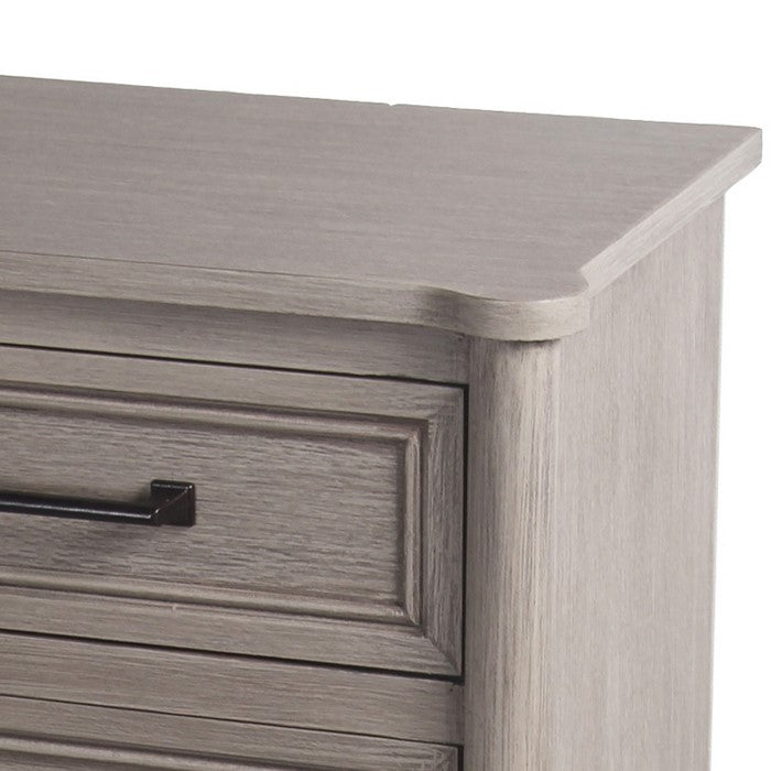 Wooden Accent Nightstand with 3 Spacious Drawers and Handles, Brown