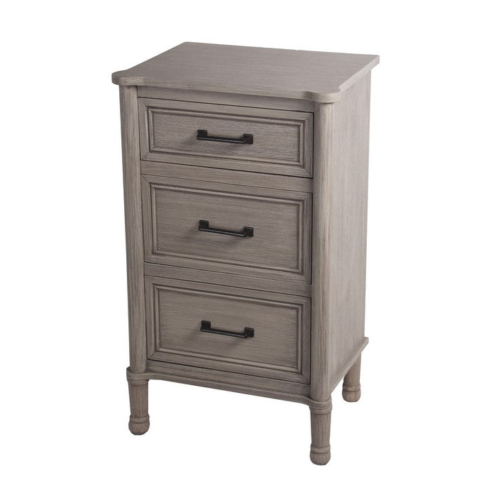 Wooden Accent Nightstand with 3 Spacious Drawers and Handles, Brown
