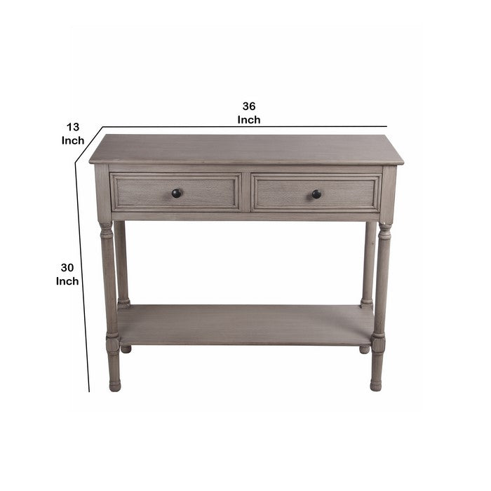 Wooden Console Table with 2 Drawers and One Open Shelf, Brown