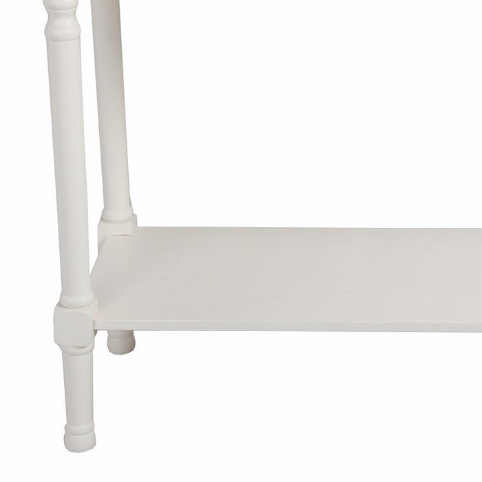 Wooden Console Table with 2 Drawers and Ribbed Design,White and Brown