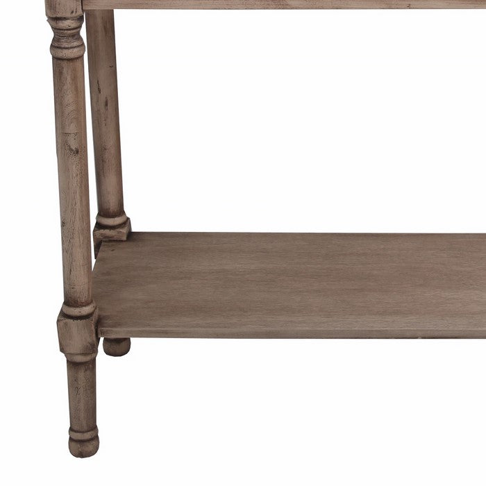Wooden Console Table with 2 Spacious Drawers and Ribbed Design, Brown