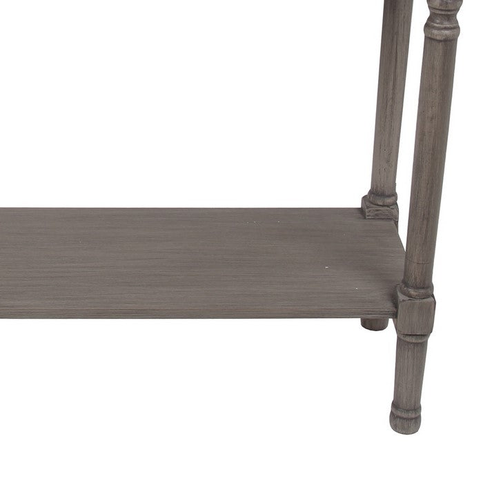 Wooden Console Table with 2 Storage Drawers and Ribbed Design, Gray