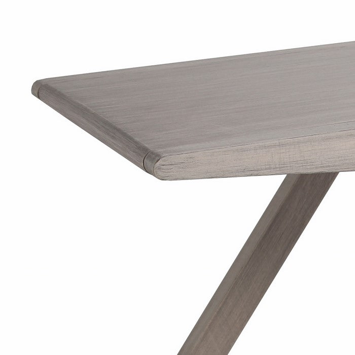 Transitional Wooden Side Table with Unique Z Shape Structure, Gray