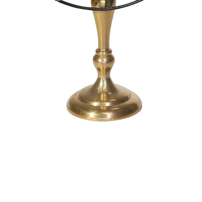 Metal Fan Style Table Clock with Pedestal Base, Small, Gold and Bronze