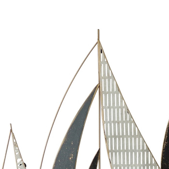 Metal Boat Wall Decor with Solid and Pattern Shades, Multicolor