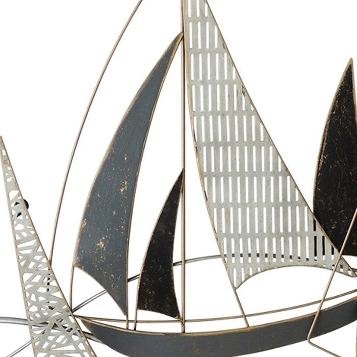 Metal Boat Wall Decor with Solid and Pattern Shades, Multicolor