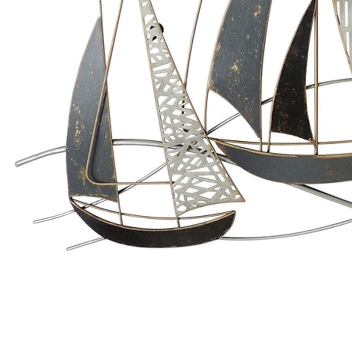 Metal Boat Wall Decor with Solid and Pattern Shades, Multicolor