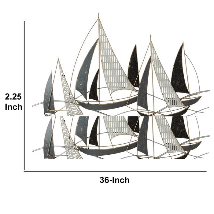 Metal Boat Wall Decor with Solid and Pattern Shades, Multicolor