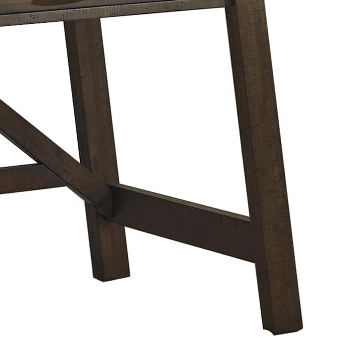 Wooden Office Desk with 2 Drawers and Truss Beam Legs, Brown