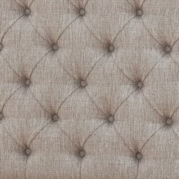 Scalloped Fabric Upholstered Full Size Panel Headboard, Gray and Cream