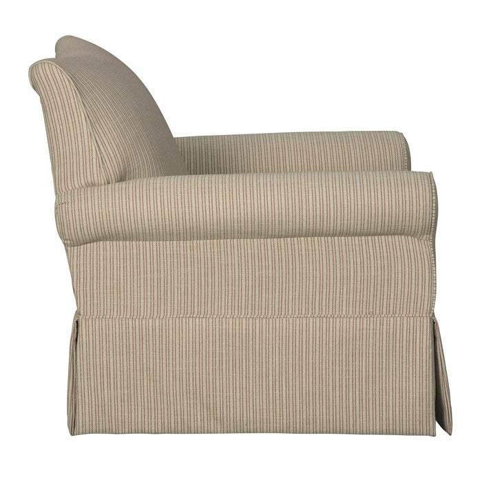 Skirted Fabric Upholstered Swivel and Recliner Accent Chair, Beige