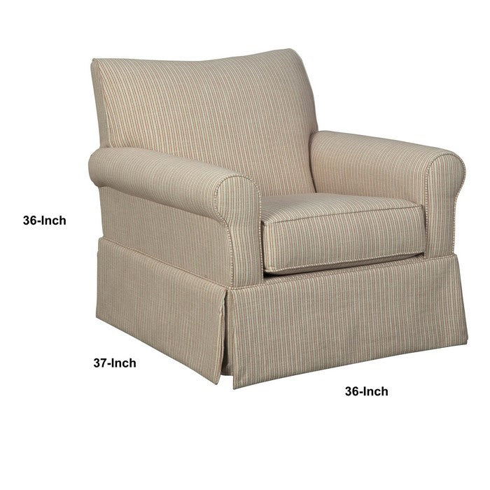 Skirted Fabric Upholstered Swivel and Recliner Accent Chair, Beige