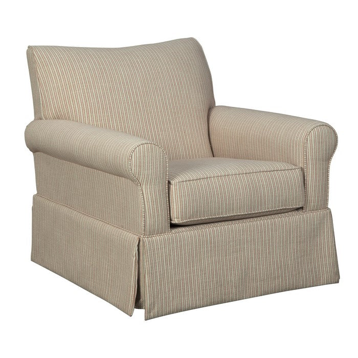 Skirted Fabric Upholstered Swivel and Recliner Accent Chair, Beige