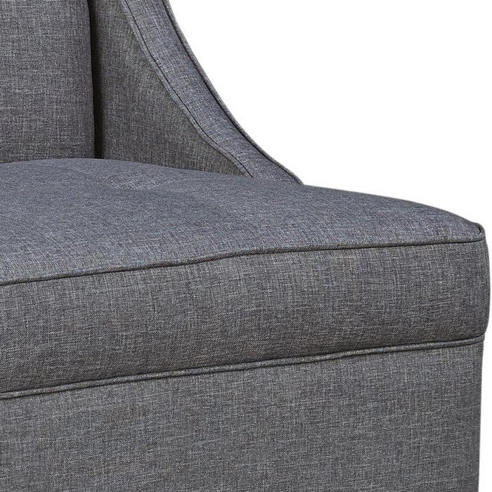 Fabric Upholstered Accent Chair with Tufted Details, Gray and Brown