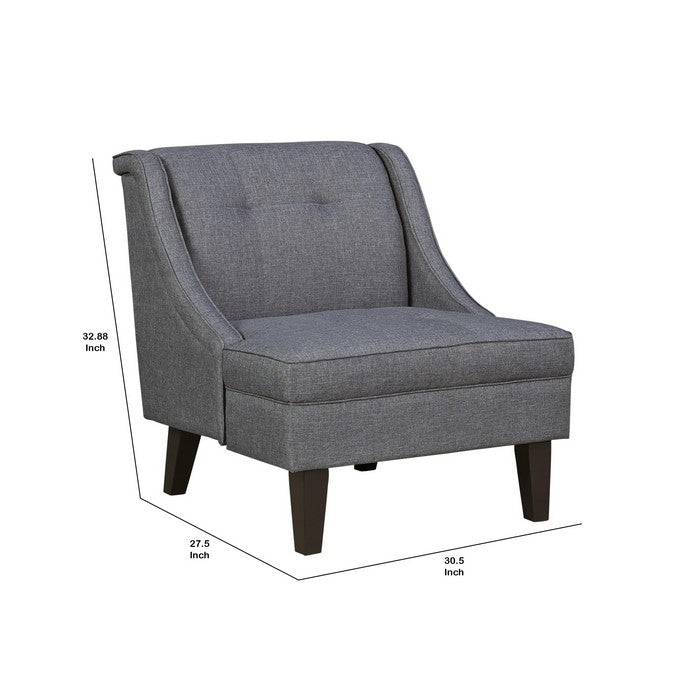 Fabric Upholstered Accent Chair with Tufted Details, Gray and Brown