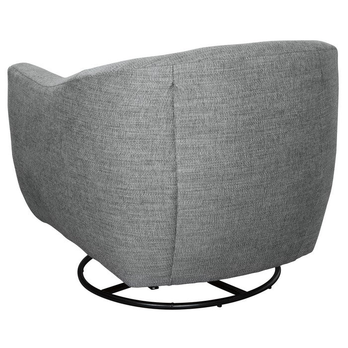 Fabric Upholstered Bucket Swivel Accent Chair, Gray and Black