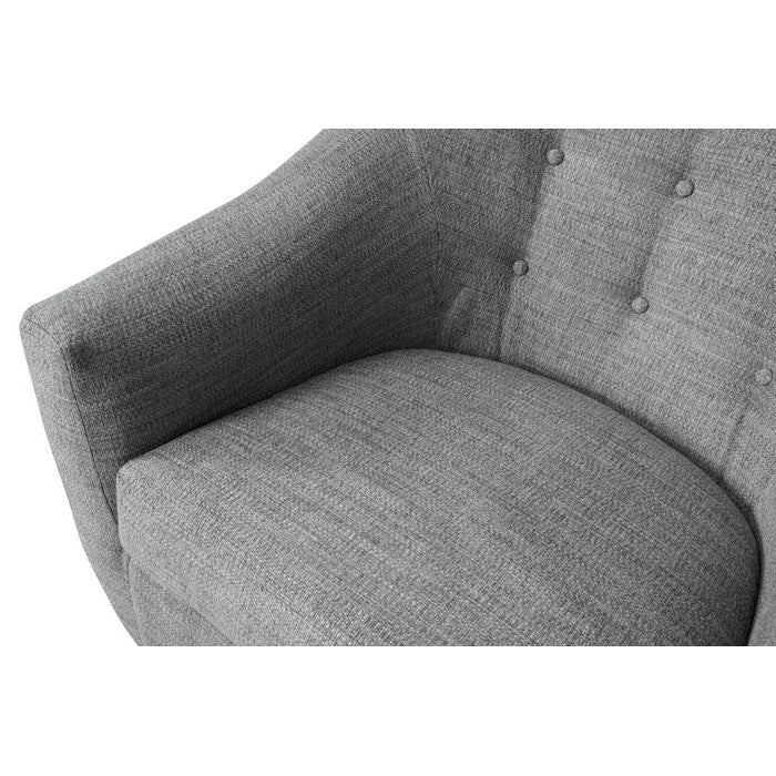 Fabric Upholstered Bucket Swivel Accent Chair, Gray and Black
