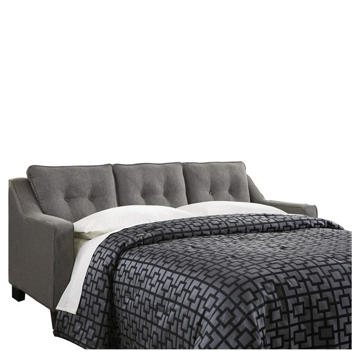 Tufted Box Cushioned Queen Size Sofa Sleeper with Track Arms, Gray