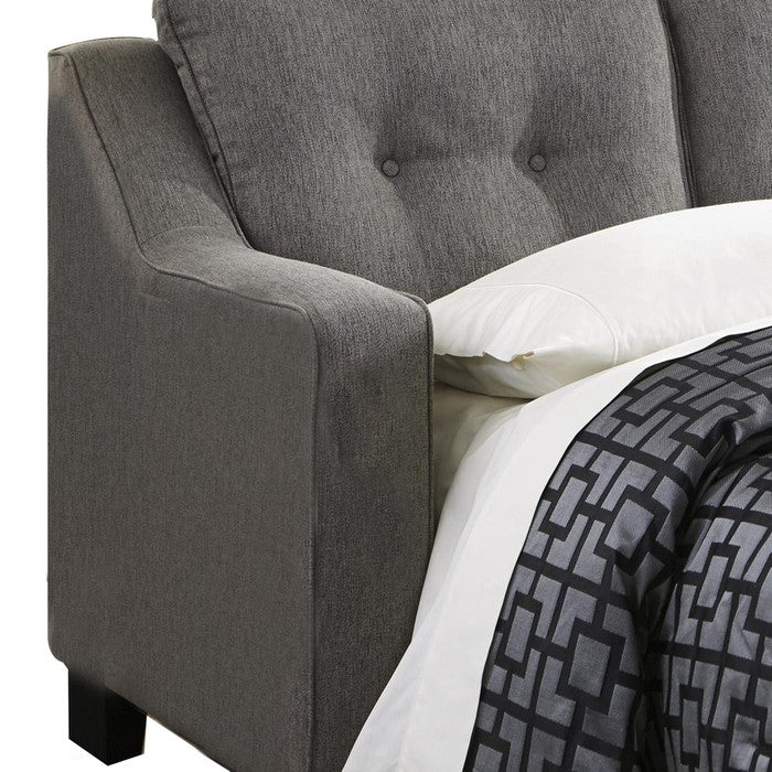 Tufted Box Cushioned Queen Size Sofa Sleeper with Track Arms, Gray