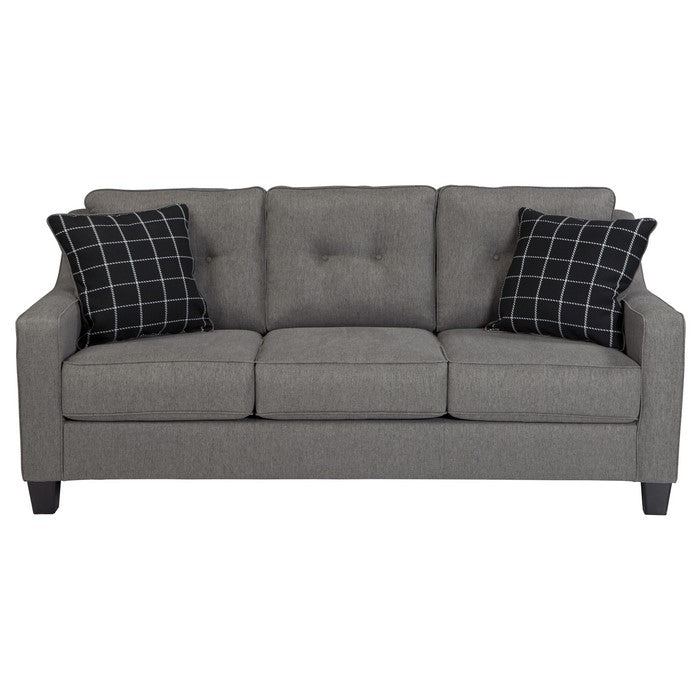 Tufted Box Cushioned Queen Size Sofa Sleeper with Track Arms, Gray