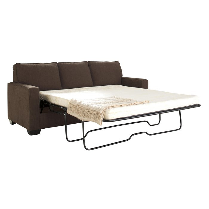 Fabric Upholstered Queen Sofa Sleeper with Box Cushioned Seat, Brown