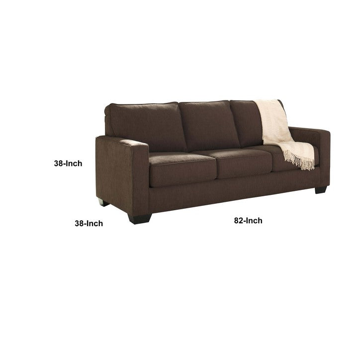Fabric Upholstered Queen Sofa Sleeper with Box Cushioned Seat, Brown