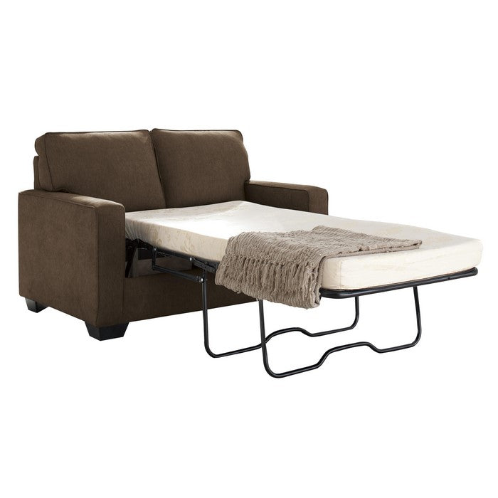 Fabric Upholstered Twin Size Sofa Sleeper, Espresso Brown