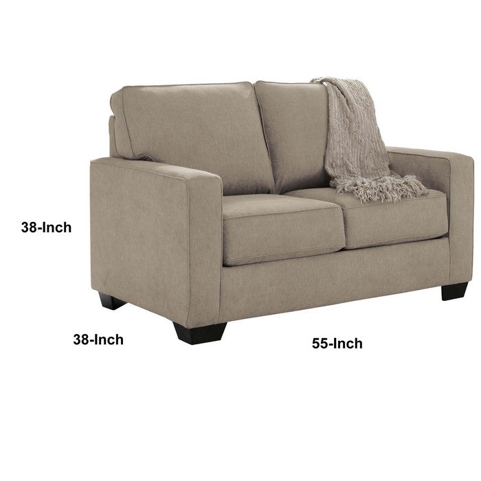Fabric Upholstered Twin Size Sofa Sleeper with Tapered Legs, Beige