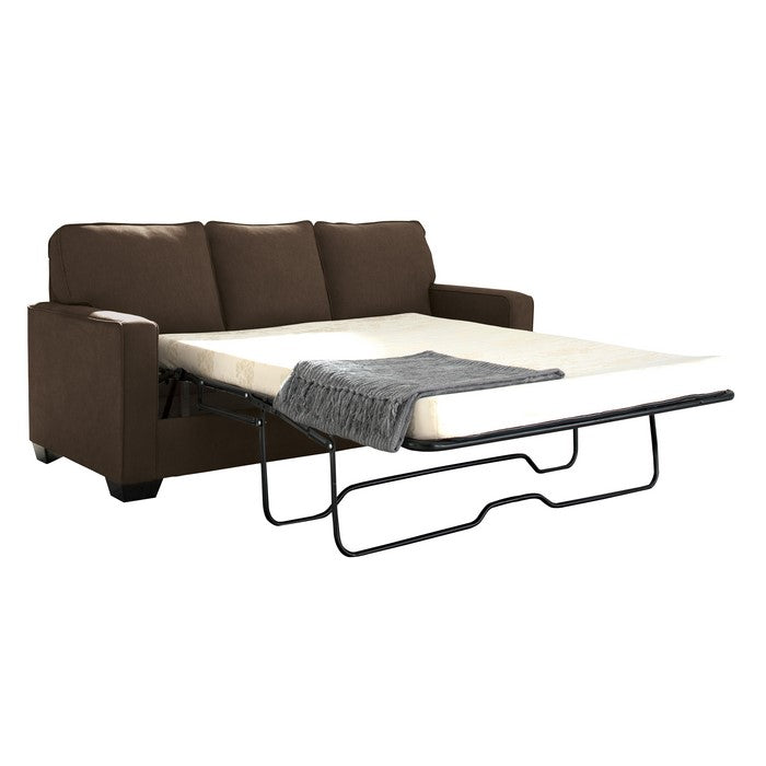 Fabric Upholstered Full Sleeper Sofa with Tapered Legs, Espresso Brown
