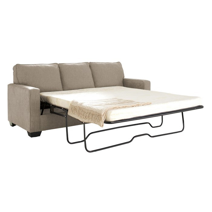 Fabric Upholstered Queen Sleeper Sofa with Tapered Legs, Beige