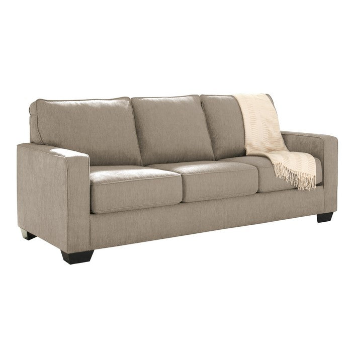 Fabric Upholstered Queen Sleeper Sofa with Tapered Legs, Beige