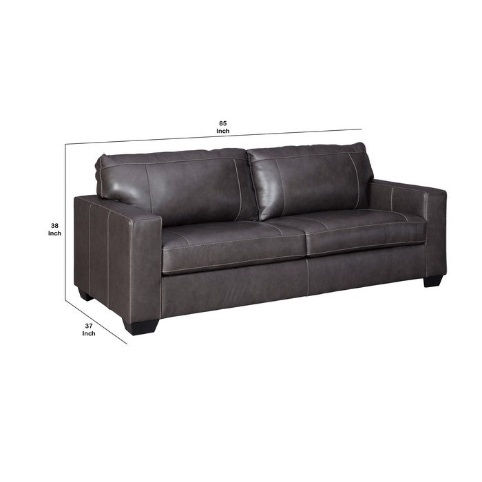 Leatherette Queen Sofa Sleeper with Tufted Details, Gray