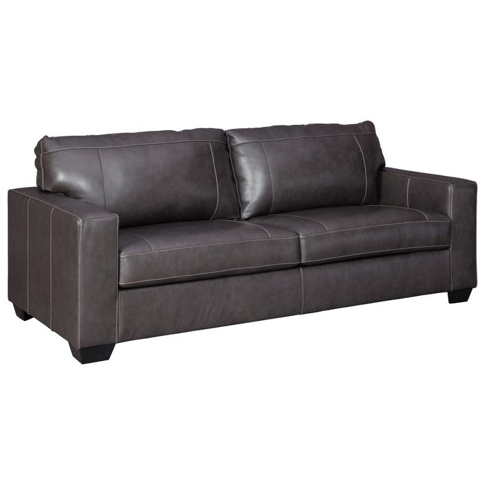 Leatherette Queen Sofa Sleeper with Tufted Details, Gray