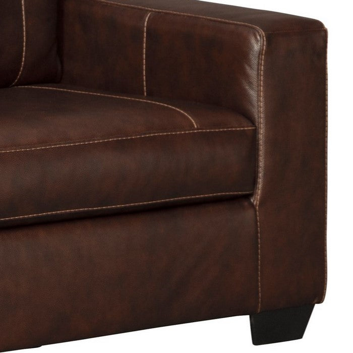 Leatherette Queen Sofa Sleeper with Tufted Details, Dark Brown