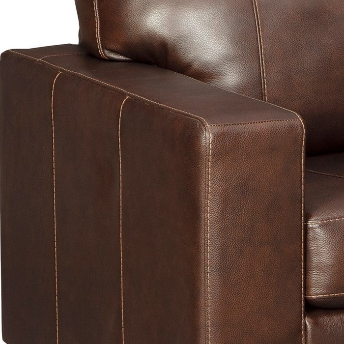 Leatherette Queen Sofa Sleeper with Tufted Details, Dark Brown