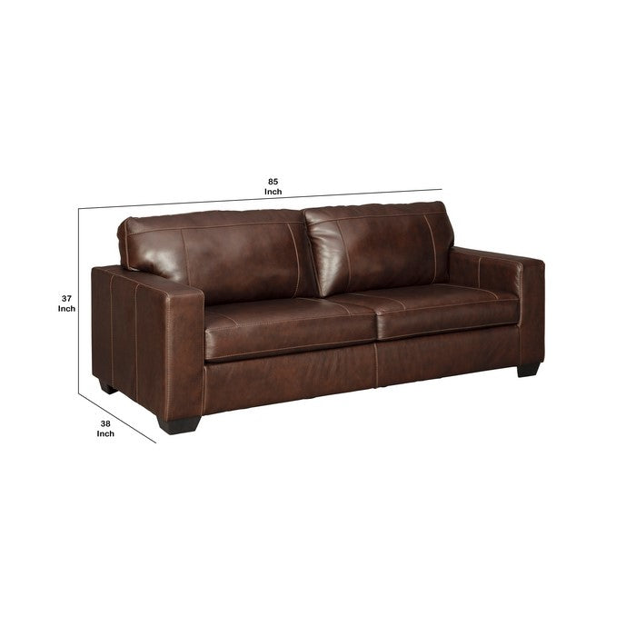 Leatherette Queen Sofa Sleeper with Tufted Details, Dark Brown