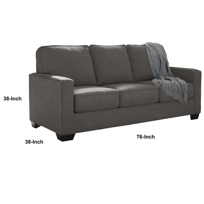 Fabric Upholstered Full Sleeper Sofa with Tapered Legs, Charcoal Gray