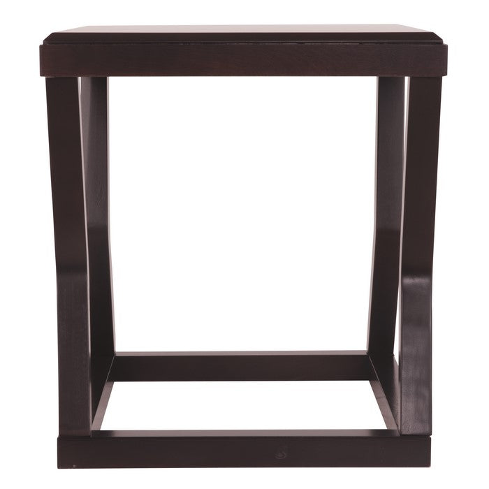 Wooden End Table With Rectangular Top and Sturdy Angular Legs, Brown
