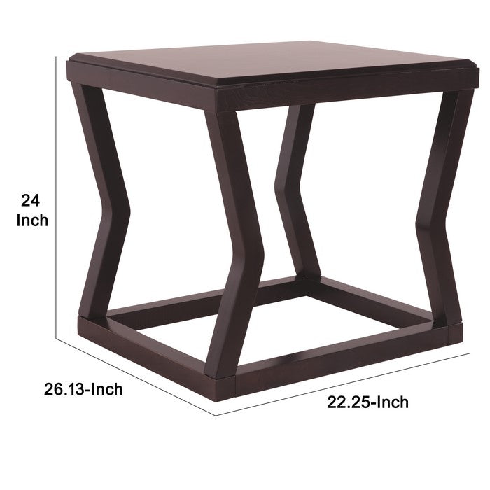 Wooden End Table With Rectangular Top and Sturdy Angular Legs, Brown