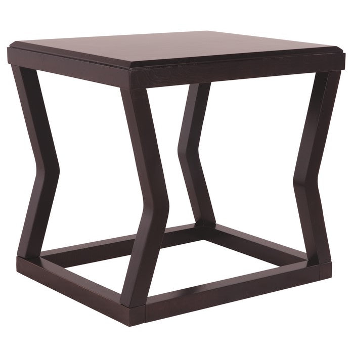 Wooden End Table With Rectangular Top and Sturdy Angular Legs, Brown